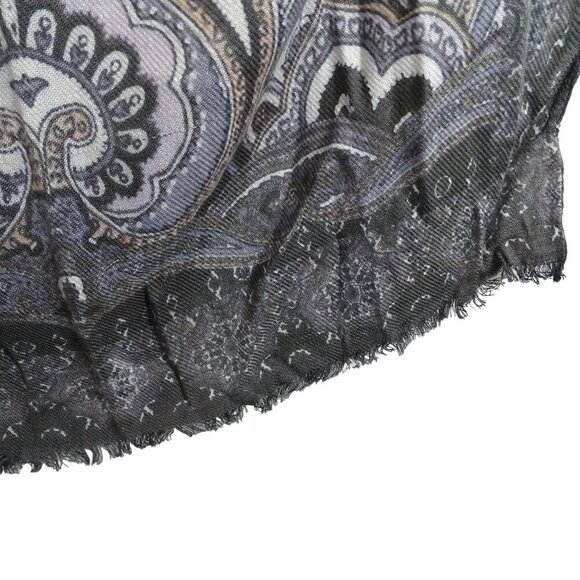 Liz Claiborne Gray Paisley Scarf Women One Size Rayon Raw Hem Casual Work - Picture 4 of 7